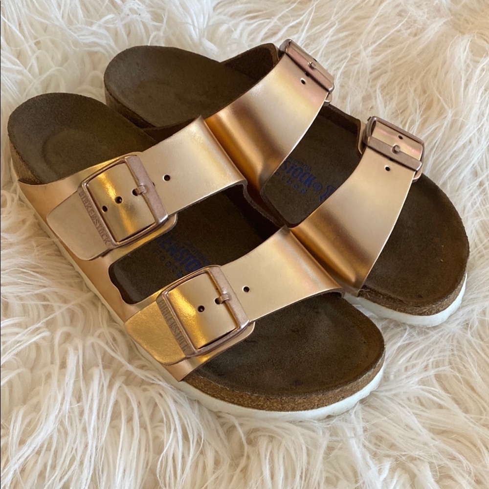 BIRKENSTOCK Arizona rose gold sandals Gold Double Strap
